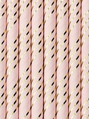 10 pcs, Paper straws, light pink, 19.5 cm