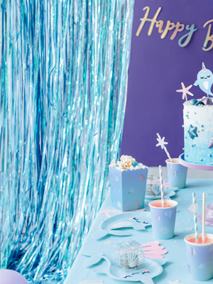 Party curtain, blue, 90x250cm