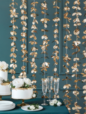 Backdrop - Flowers, gold, 100x210cm