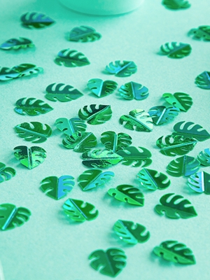 Konfeti lapas, zaļas, 1.5 x 2 cm, 15 g