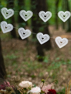 Garland Hearts, white, 8 х 180 cm