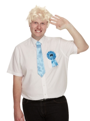 Politiķa komplekts - parūka, kaklasaite, piespraude