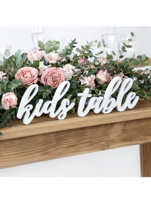 Koka dekors - Kids table, balts, 38 x 10 cm