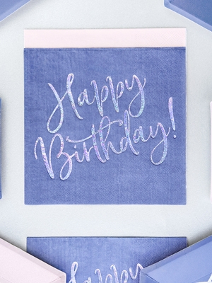20 gab, Salvetes "Happy Birthday", tumši zilas, 16.5 x 16.5 cm