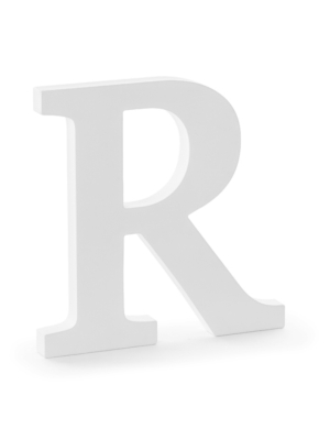 Wooden letter R, white, 19.5 x 20 cm