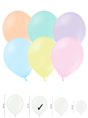 50 gab, Pasteļtoņu baloni, mix, 27 cm