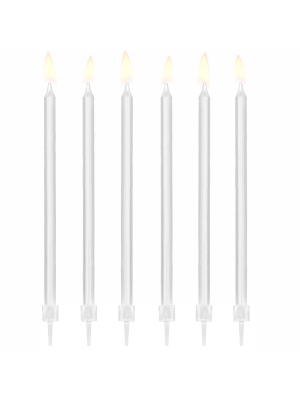 12 pcs, Plain birthday candles, white, 14cm