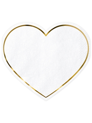 20 шт, Салфетки - Сердце, белые, 14.5 x 12.5 см