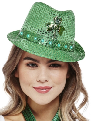 LED cepure ar trīslapu āboliņu, zaļa