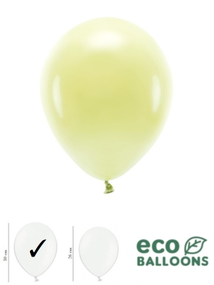 100 gab, Pasteļu eko baloni, gaiši dzelteni, 30 cm