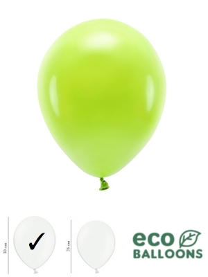 100 gab, Pasteļu eko baloni, ābolu zaļi, 30 cm