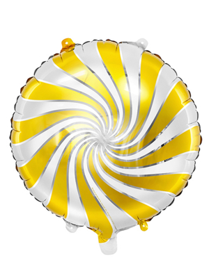 Folijas balons apaļa konfekte, balta ar zeltu, 35 cm
