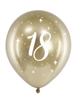 6 gab, Balons ar uzrakstu 18, zelta, 30 cm