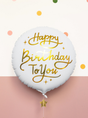 Folijas balons Happy Birthday To You, balts 35 cm