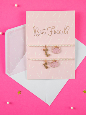 Kartiņa ar aprocēm - Will you be my Best Friend?, rozā, 10.5 x 14.8 cm