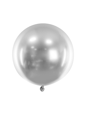 60 cm, 1 gab, Sudraba, metalizēts (hromēts) balons