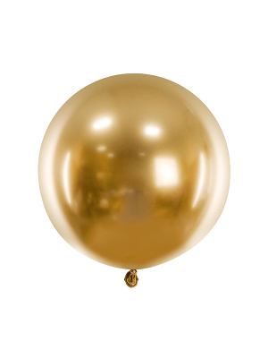 60 cm, 1 gab, Zelta, metalizēts (hromēts) balons