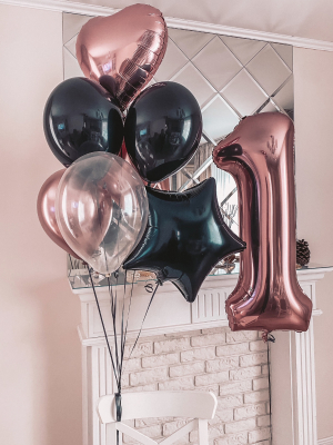 Hēlija balonu pušķis + cipars (86 cm)