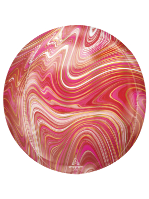 Sfēra 3D, balons sarkans ar rozā marmors, 38 cm x 40 cm