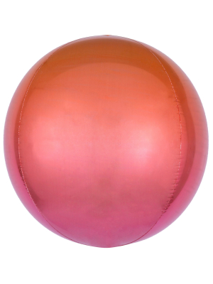 Sfēra 3D, Orbz, folija balons sarkanīgi oranžš, 38 cm x 40 cm