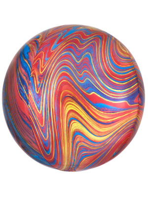 Sfēra 3D, balons krāsains marmors, 38 cm x 40 cm