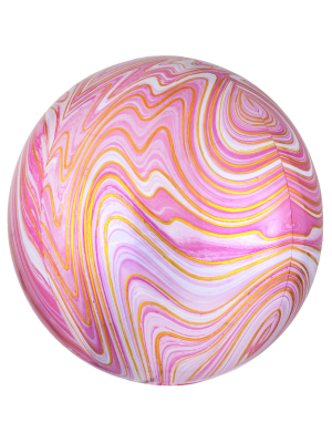 Sfēra 3D, balons rozā marmors, 38 cm x 40 cm
