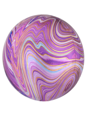 Sfēra 3D, balons violets marmors, 38 cm x 40 cm