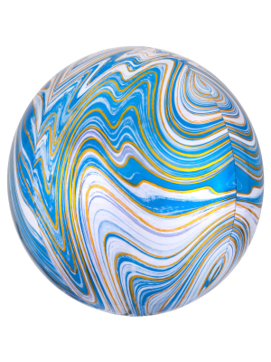 Sfēra 3D, balons zils marmors, 38 cm x 40 cm