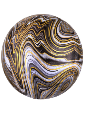 Sfēra 3D, balons, melns marmora, 38 cm x 40 cm