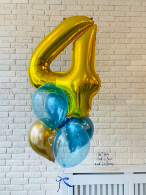 Hēlija balonu pušķis + cipars, 86 cm