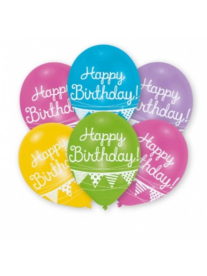 6 gab, Lateksa baloni, Daudz laimes dzimšanas dienā, 27.5 cm