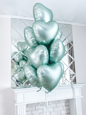 10 foil satin heart balloons