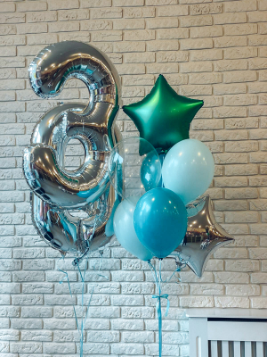 Hēlija balonu pušķis + 2 cipari, 86 cm