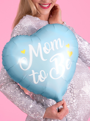 Folijas balons sirds formā "Mom to Be", zils, 35 cm