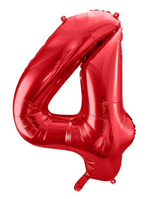Folijas balons, 4, sarkanā krāsā, 86 cm