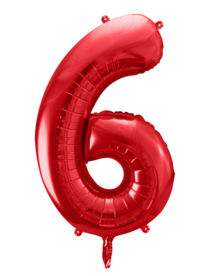Folijas balons, 6, sarkanā krāsā, 86 cm