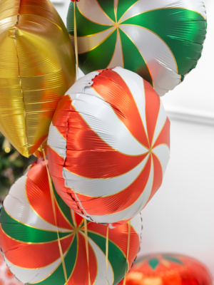 Folija balons Konfekte, sarkans ar baltu, 35 cm