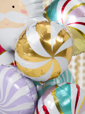 Folija balons Konfekte, baltā krāsā ar zeltu, 35 cm