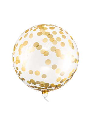 Orbz balons caurspīdīgs ar zelta aplīšiem, 40 cm
