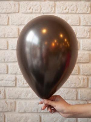Perlamutra balons, melns, 30 cm