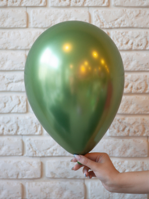 Metalizēts (hromēts) balons, zaļš, 30 cm