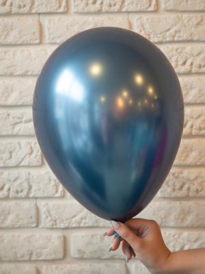 Metalizēts (hromēts) balons, zils, 30 cm