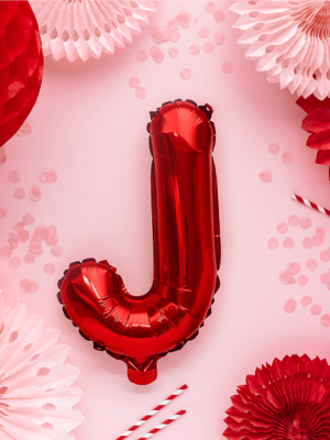 Folijas balons, J, sarkans, 35 cm