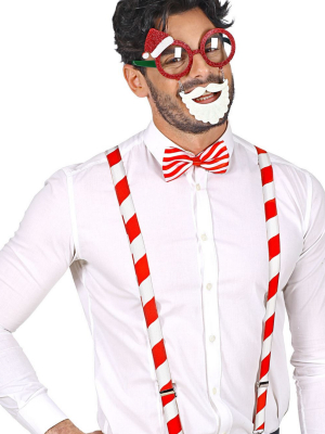 Комплект Санты - очки, подтяжки, галстук