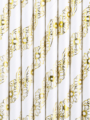 10 gab, Salmiņi, balti ar zelta ziedu rakstu, 19.5 cm