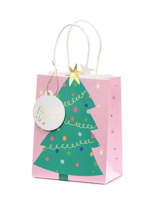 Dāvanu maisiņš Ziemassvētku eglīte, 14 x 20.5 x 8 cm