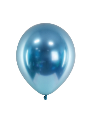 10 gab, 30 cm, Zils, hromēts balons