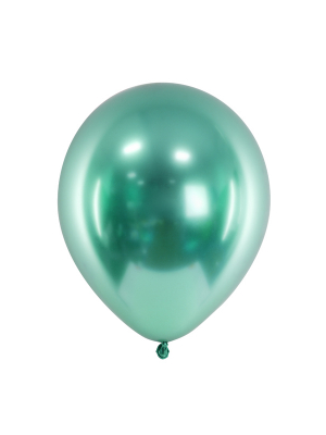 10 gab, 30 cm, Zaļš, hromēts balons