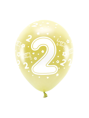 6 gab, Perlamutra ECO baloni "2", zelta, 33 cm