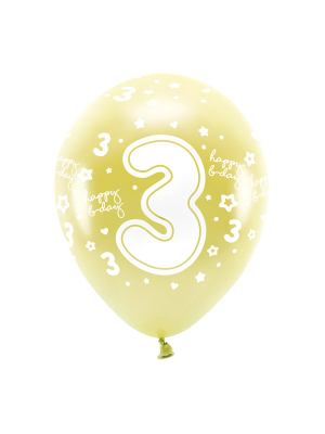 6 gab, Perlamutra ECO baloni  "3", zelta, 33 cm